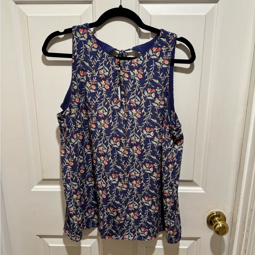 LOFT Navy Floral Tank Top